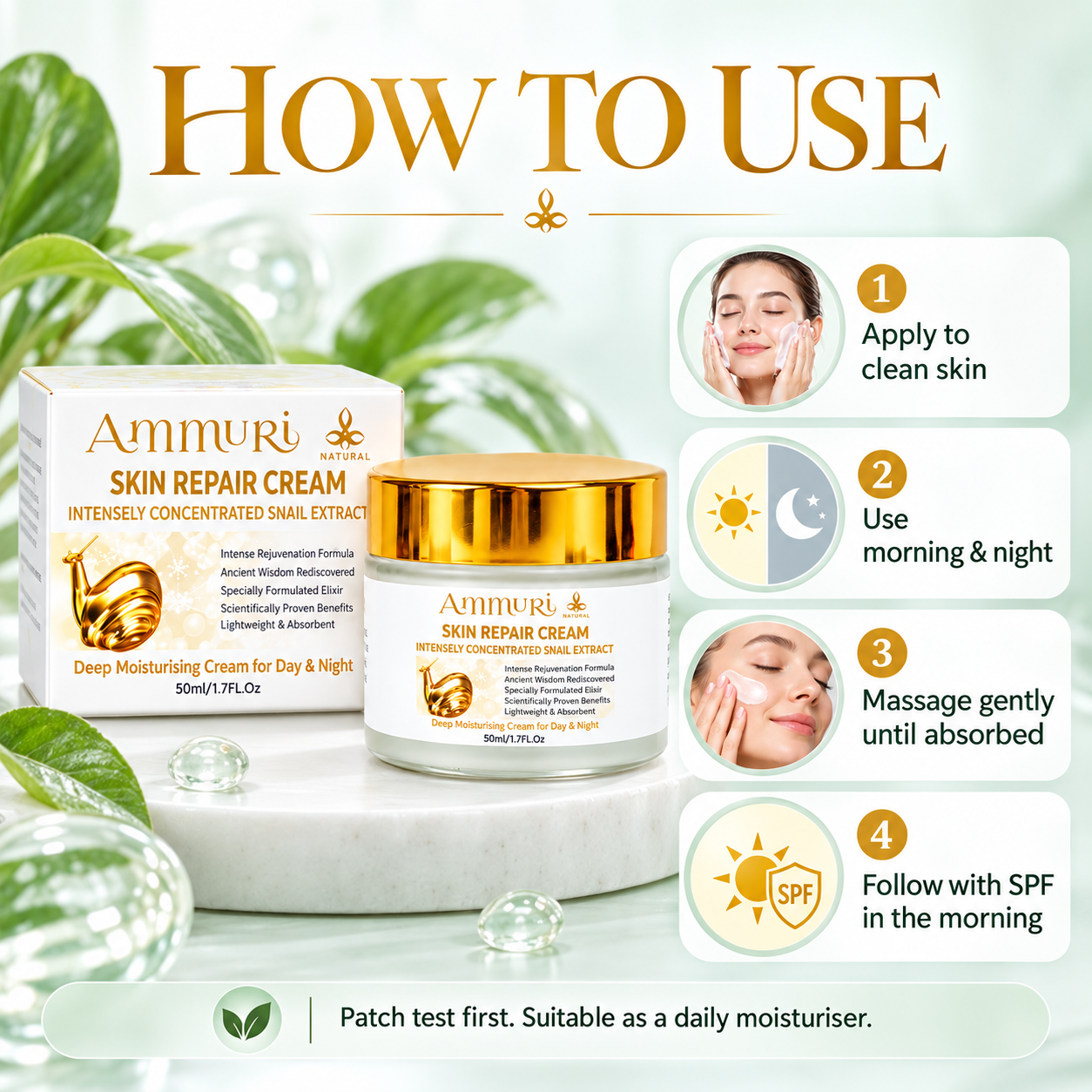 Ammuri Snail Mucin Cream – Hydrating Anti-Ageing Moisturiser – product gallery image 6
