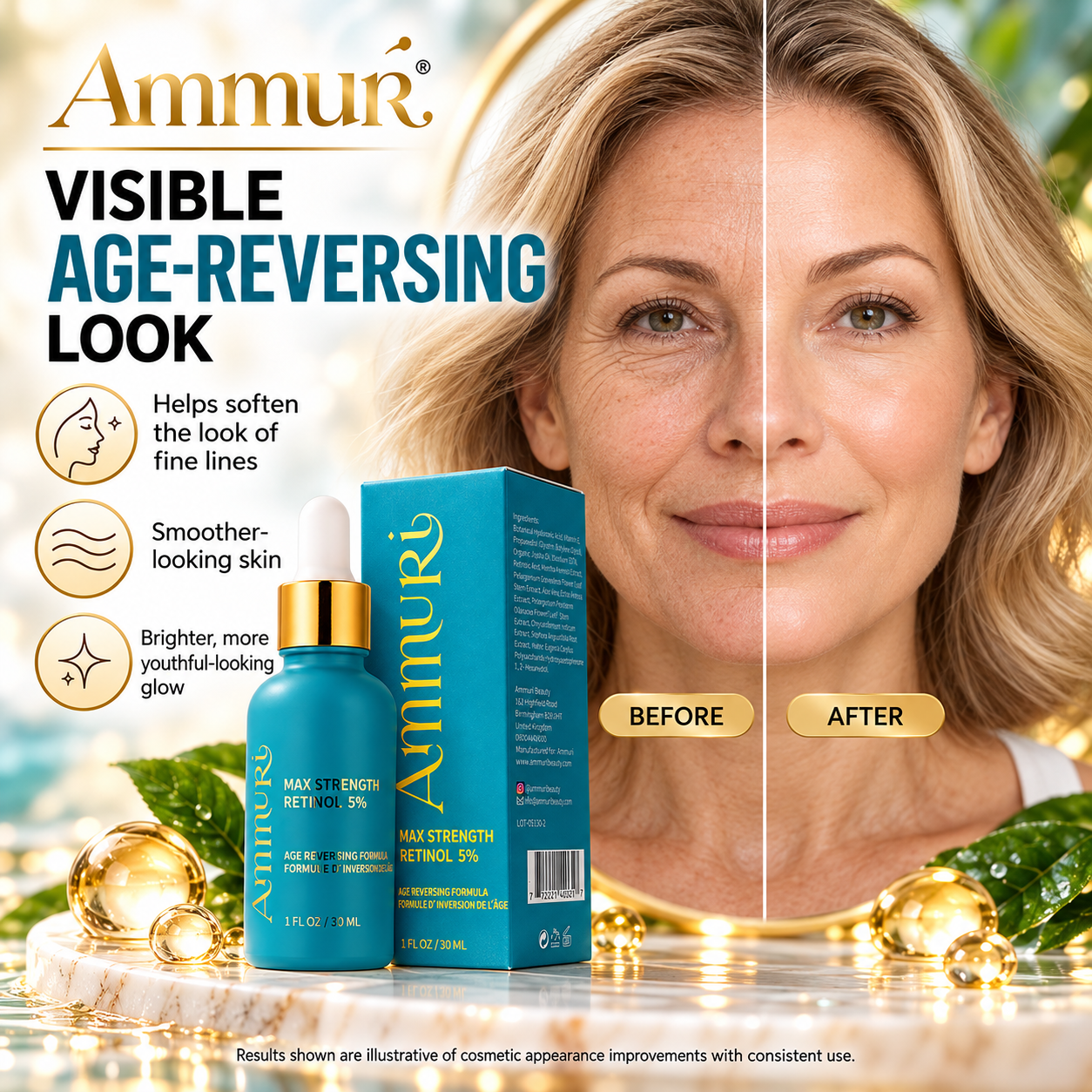 Ammuri Retinol 5% Face Serum 30ml | High-Strength Evening Renewal