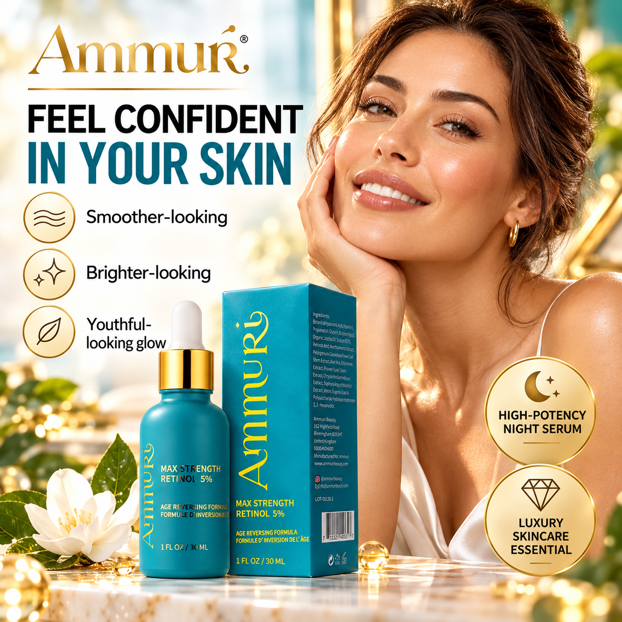 Ammuri Retinol 5% Face Serum 30ml | High-Strength Evening Renewal