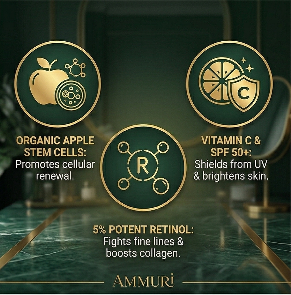 Ammuri Vitamin C Retinol Serum & SPF 50 Cream Brightening Skincare Routine Glow