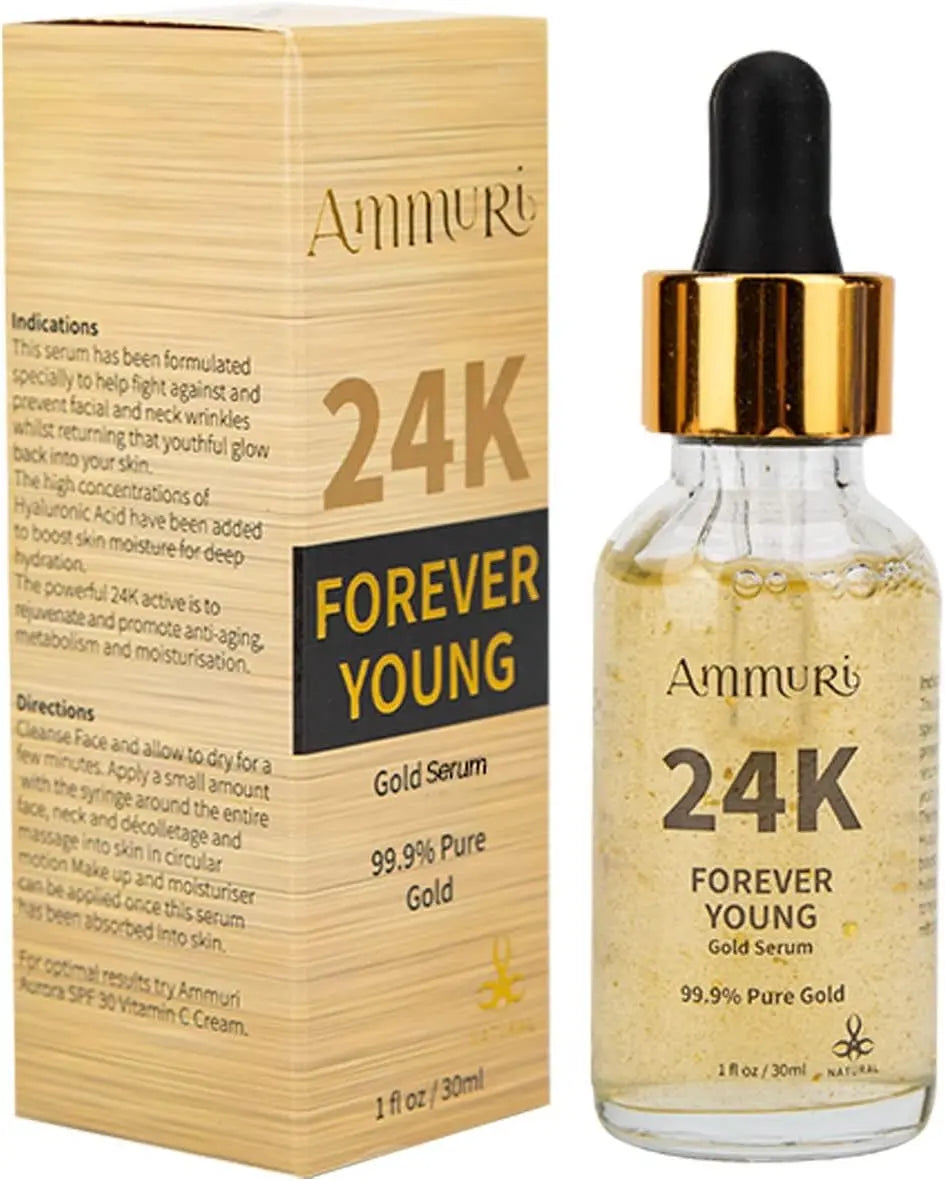 Luxurious 24K Gold Serum: Targets Dark Circles, Uneven Skin Tone, and Fine Lines - Ammuri Skincare