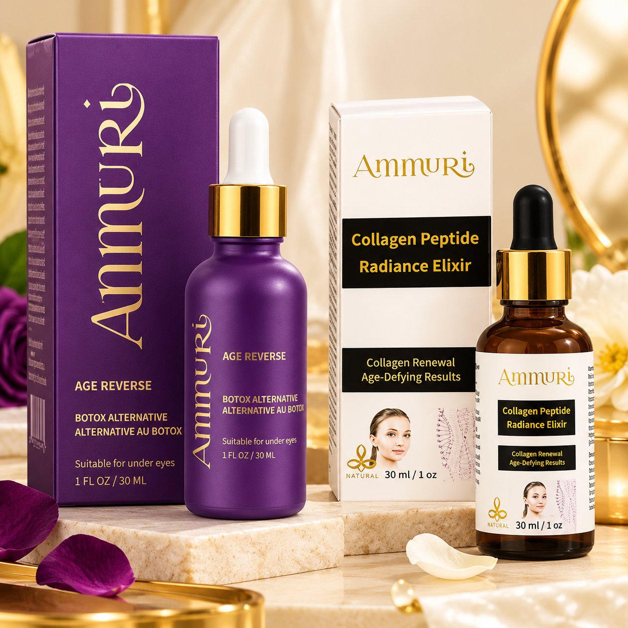 Ammuri Age Reverse and Collagen Peptide Serum duo