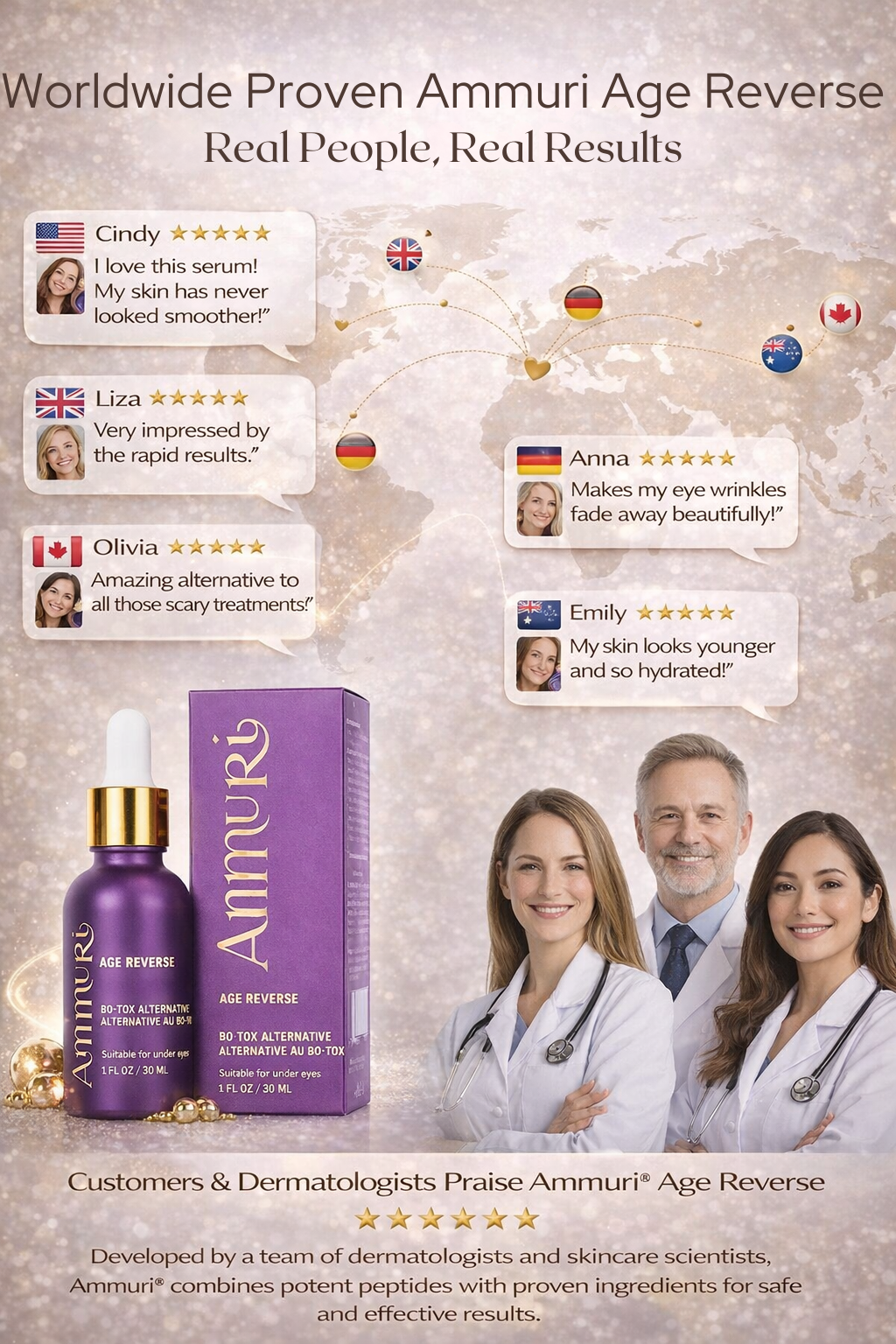 Ammuri Age Reverse Serum 30ml | Anti Aging Wrinkle Firming Under Eye Face Ammuri Skincare