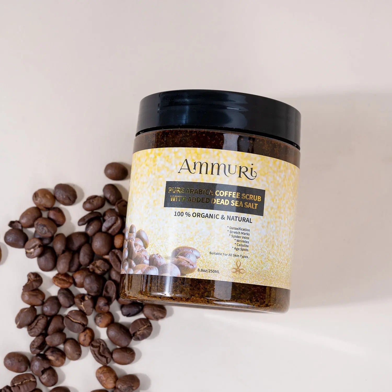 Pure Arabica Coffee Scrub - Organic Cellulite, Acne Treatment, Anti-Aging, 100% Natural Ammuri Skincare