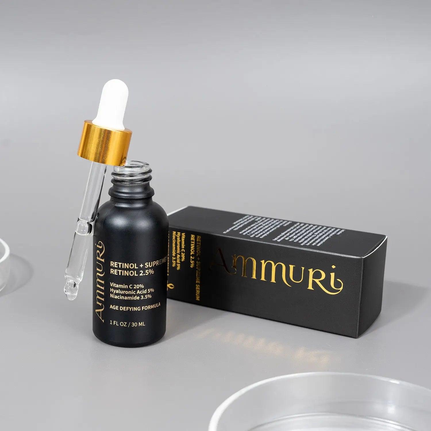 Ammuri Pro-Retinol 2.5% Face Serum with vitamin C and niacinamide for age-defying skincare