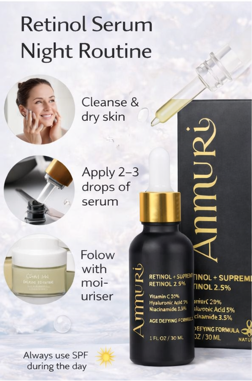 Ammuri 2.5% Retinol Supreme Serum - Gentle Anti-Aging Treatment 30ml Ammuri Skincare