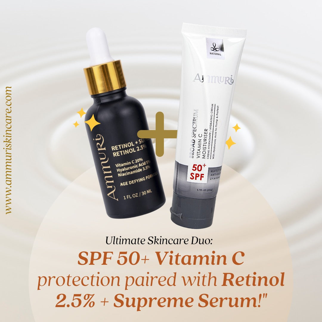 Ammuri Anti-Aging Retinol Serum & SPF 50 Vitamin C Moisturizer Set for Radiant Skin Ammuri Skincare