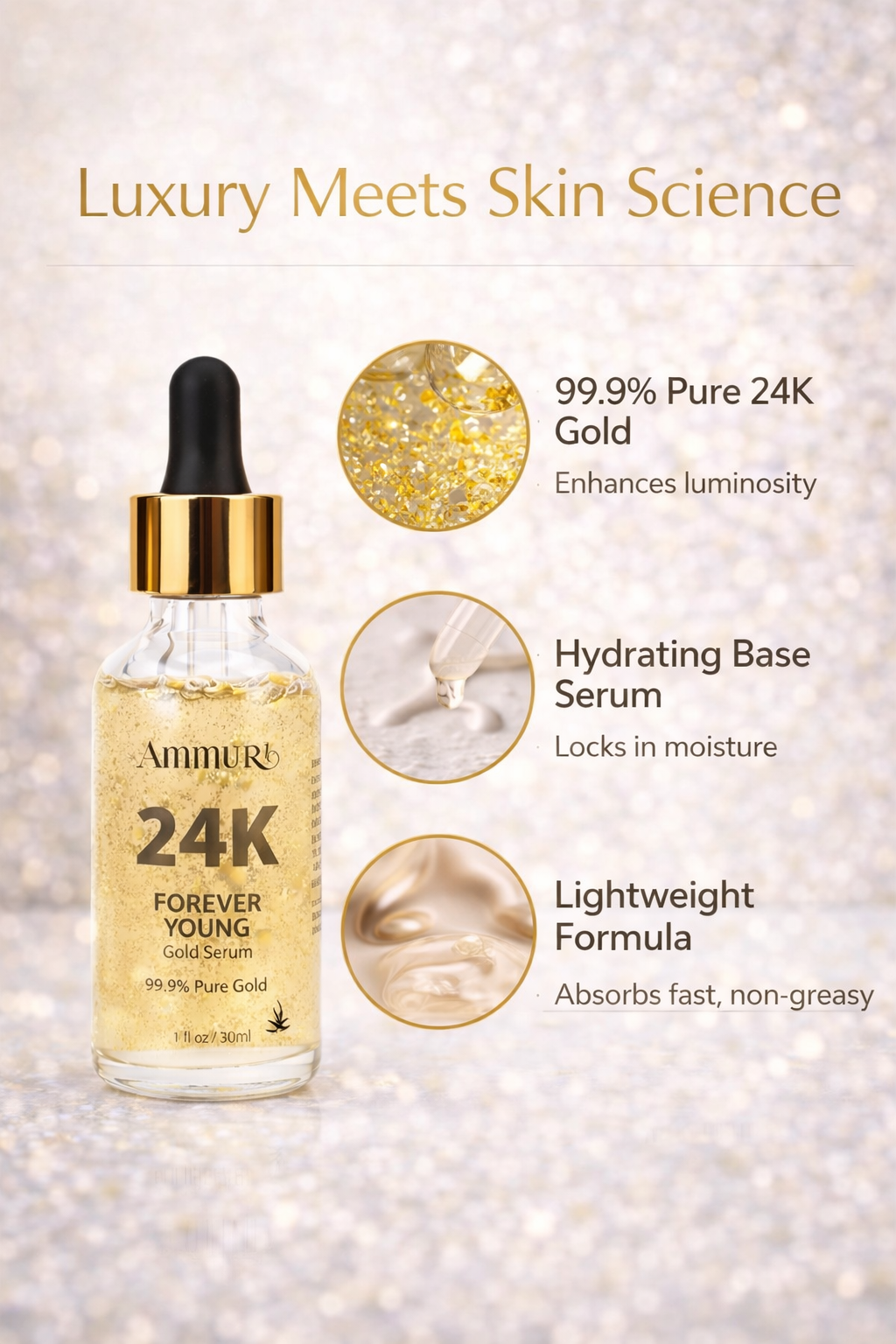 Ammuri 24k Gold Face Serum for Radiant Skin Ammuri Skincare