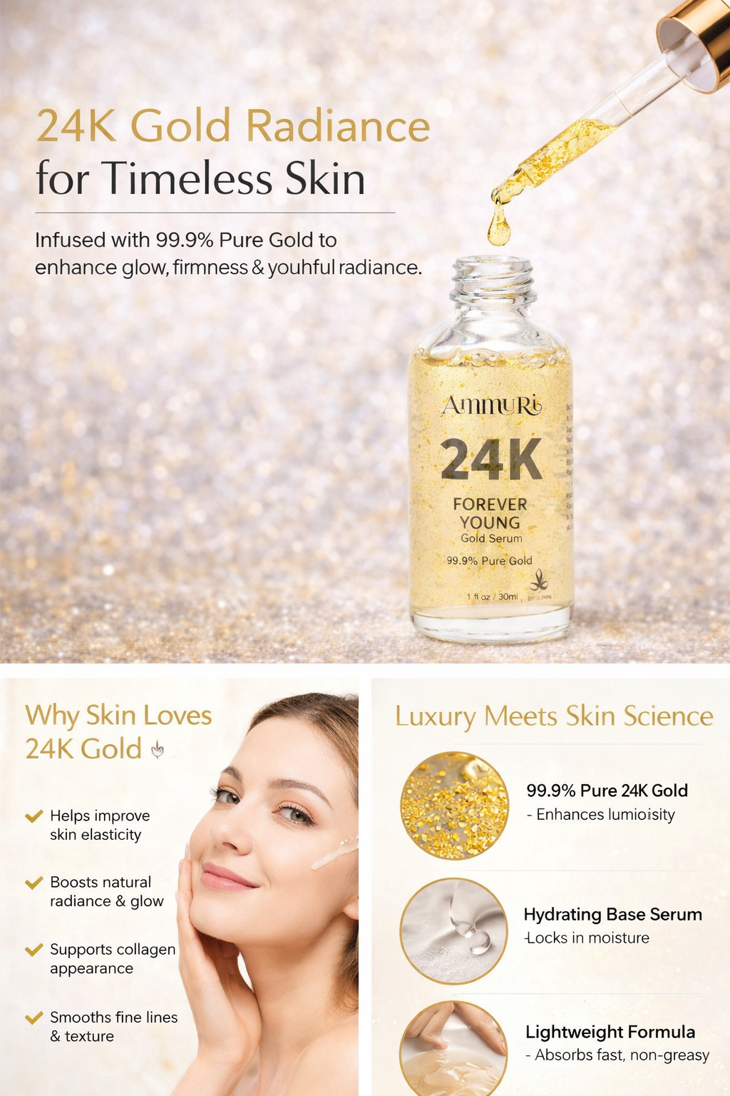 Ammuri 24k Gold Face Serum for Radiant Skin Ammuri Skincare