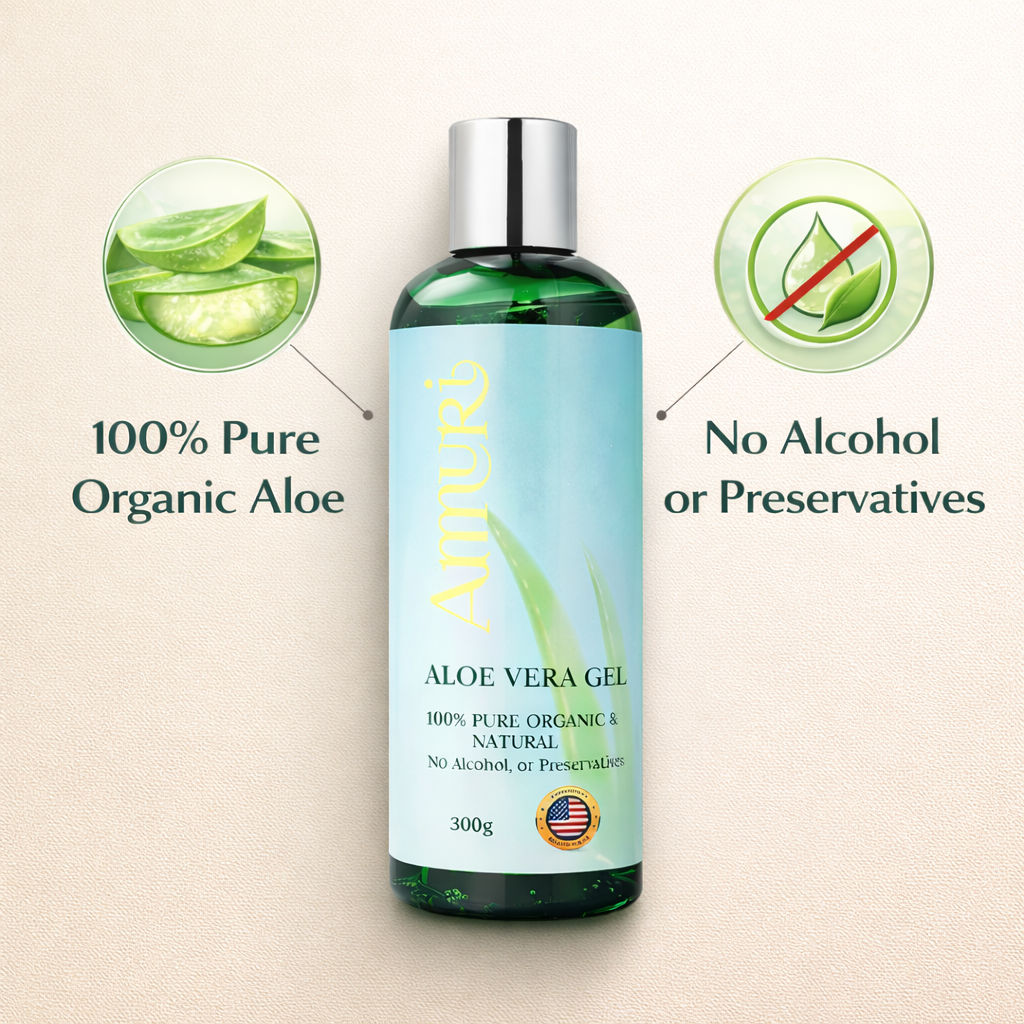 Ammuri Organic Aloe Vera Gel 300g - Pure Natural Pack Of 5 for Face & Body
