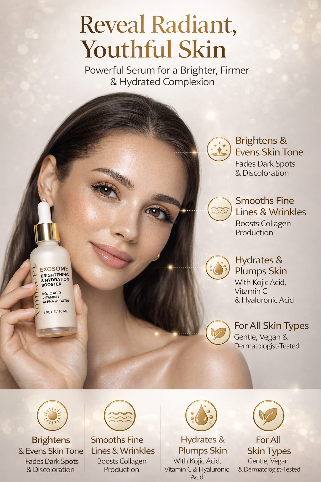 Ammuri Exosome Booster Serum - Brightening Face Serum with Kojic Acid 30ml Ammuri Skincare