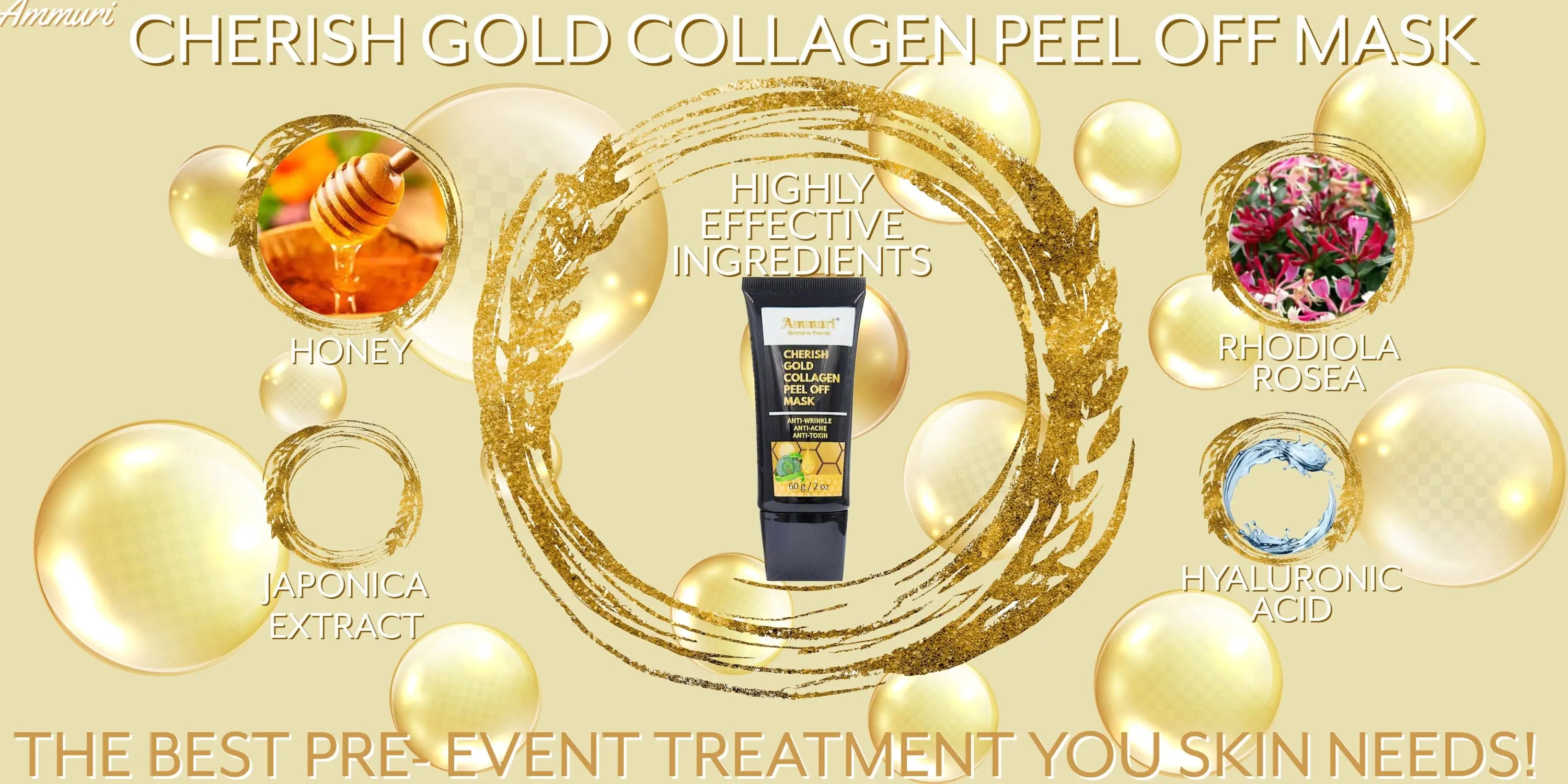 24K Gold Collagen Peel Off Mask Anti Aging Anti Wrinkle Anti Acne & Anti Toxin Ammuri Skincare