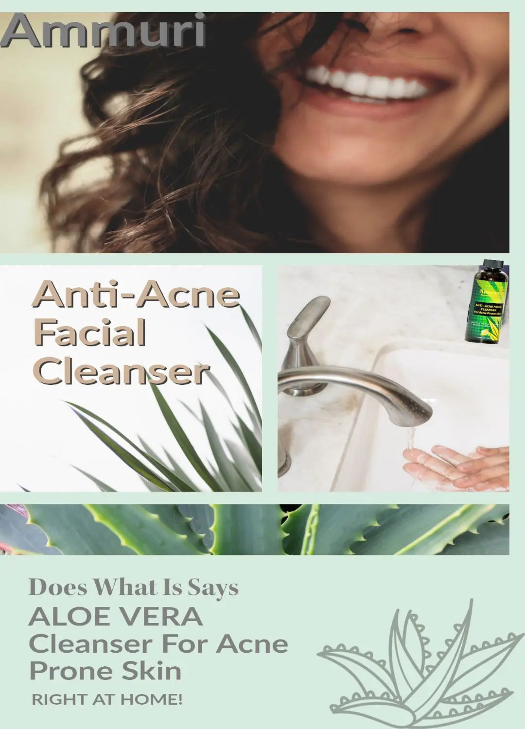 Ammuri Anti Acne Facial Cleanser with added Aloe Vera and Tea Tree Plus Niacinamide Ammuri Skincare