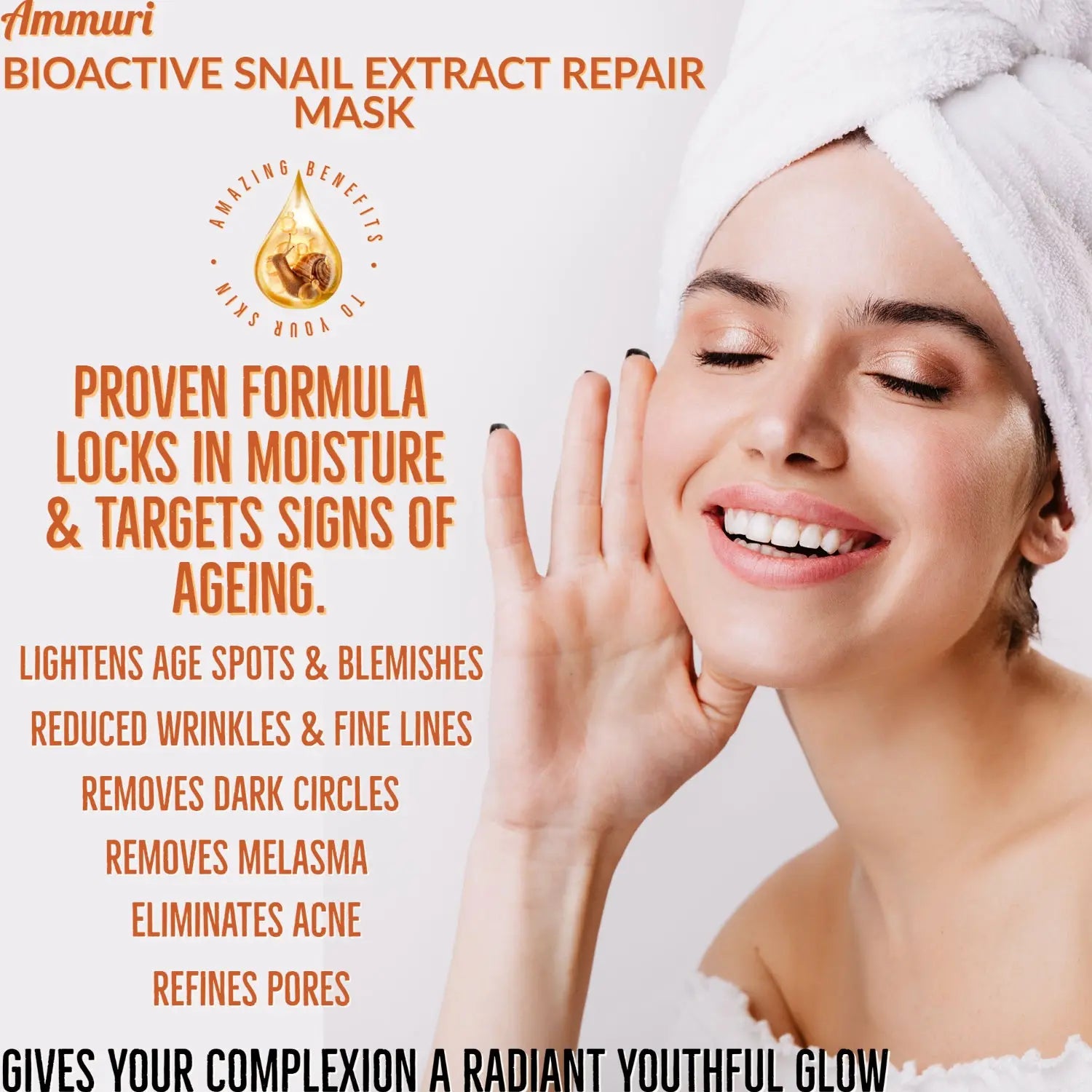 Ammuri Anti Ageing Bio Active Snail Mask Secretion Anti Wrinkle Anti Aging Ammuri Skincare