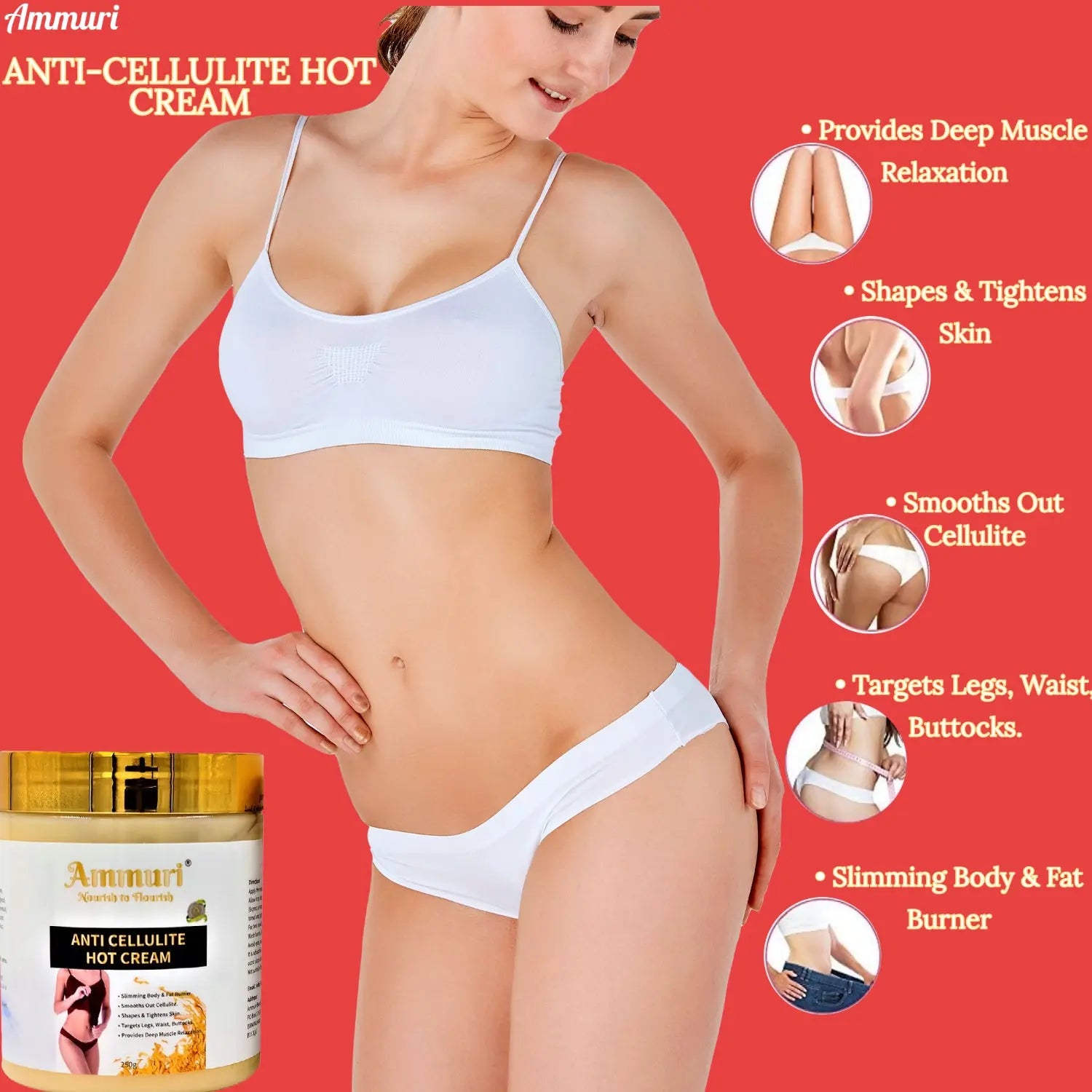 Ammuri Anti Cellulite Hot Cream Gel Slimming Deep Muscle Relaxation Revolutionary & Innovative Ammuri Skincare