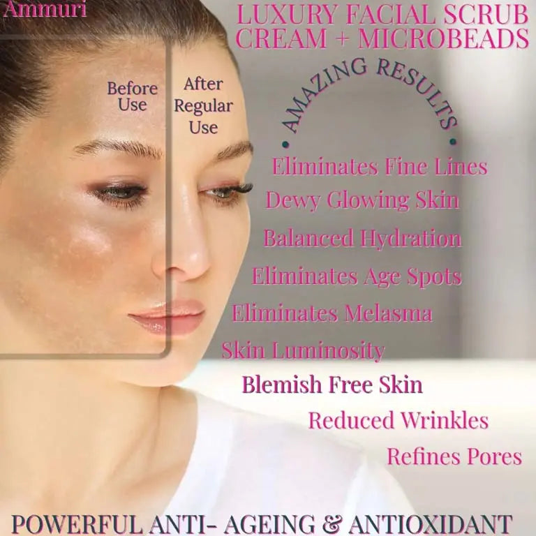 Ammuri Retinol Powerful Best Facial Scrub Cream Microbeads Rose Anti Aging Anti Wrinkle Ammuri Skincare