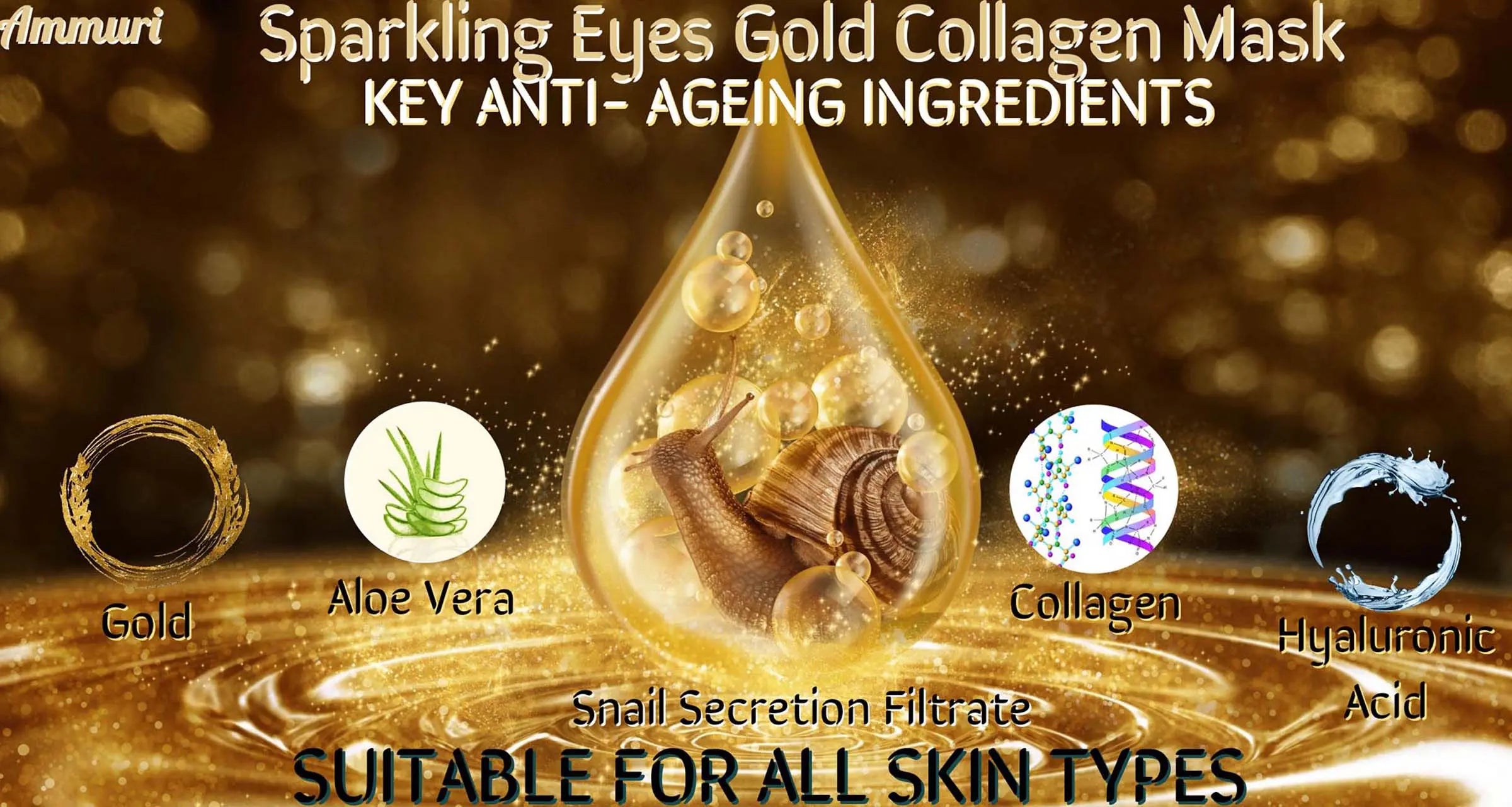 Ammuri Sparkling Collagen Gold Eyes Mask under Eye Patches Anti Wrinkles Ammuri Skincare