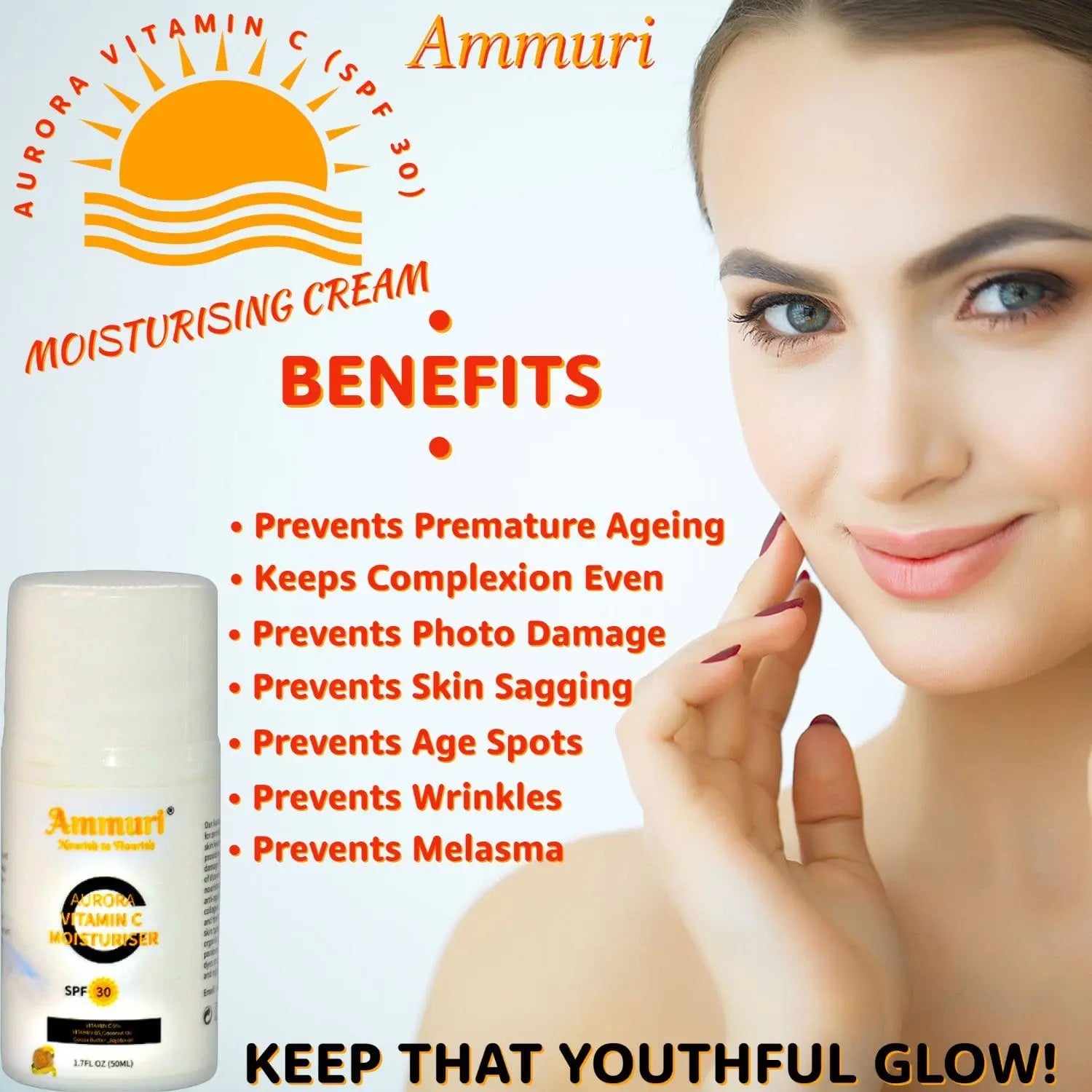 Ammuri VITAMIN C SPF 30 Cream Dual Complex Formula Anti Wrinkle & Anti Aging Ammuri Skincare