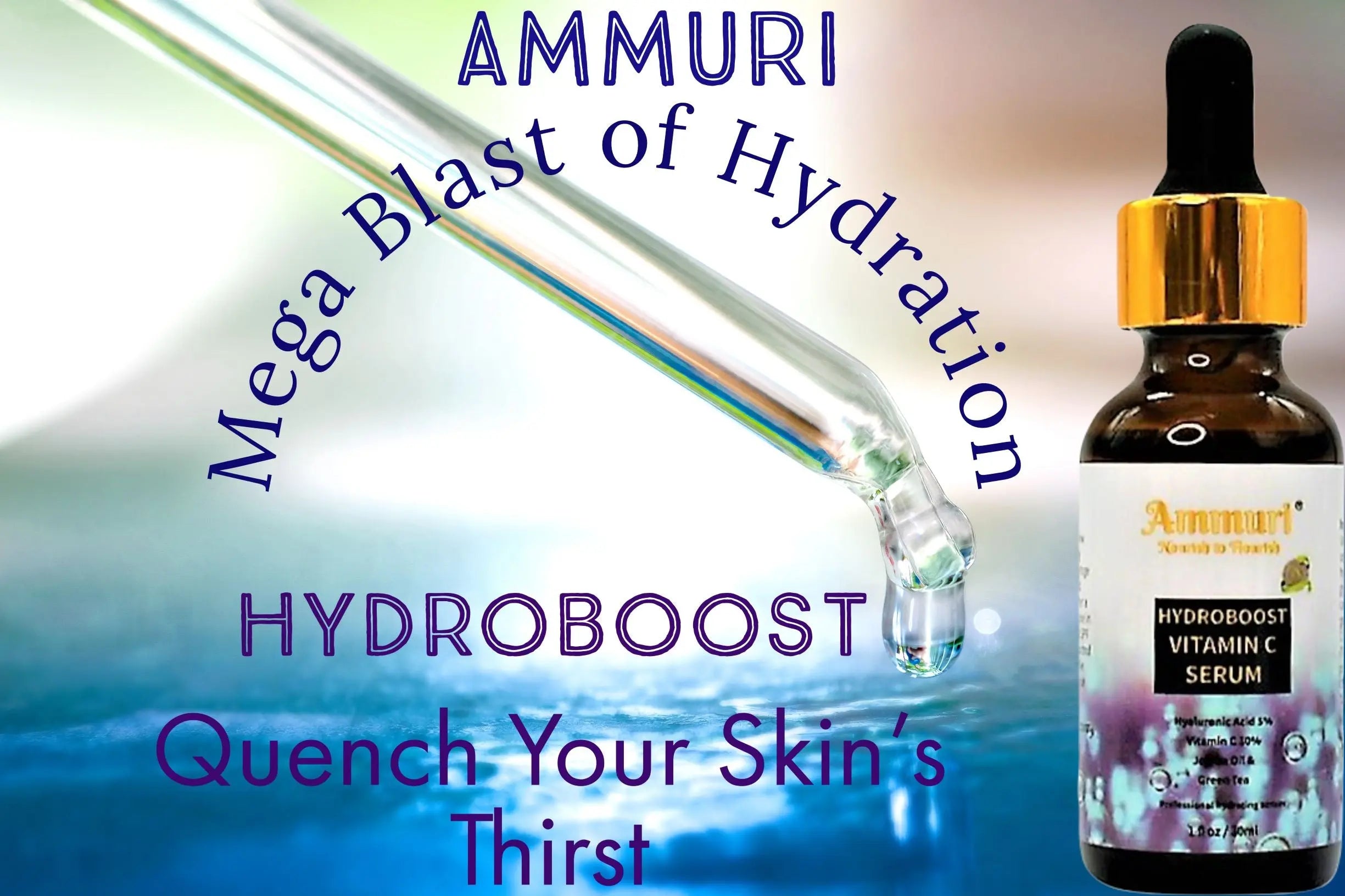 Hydroboost Vitamin C Serum with Hyaluronic Acid High Dosed Vitamin C Hyaluronic Acid with Herbal Infusion, Vitamin E & Aloe Vera Ammuri Skincare