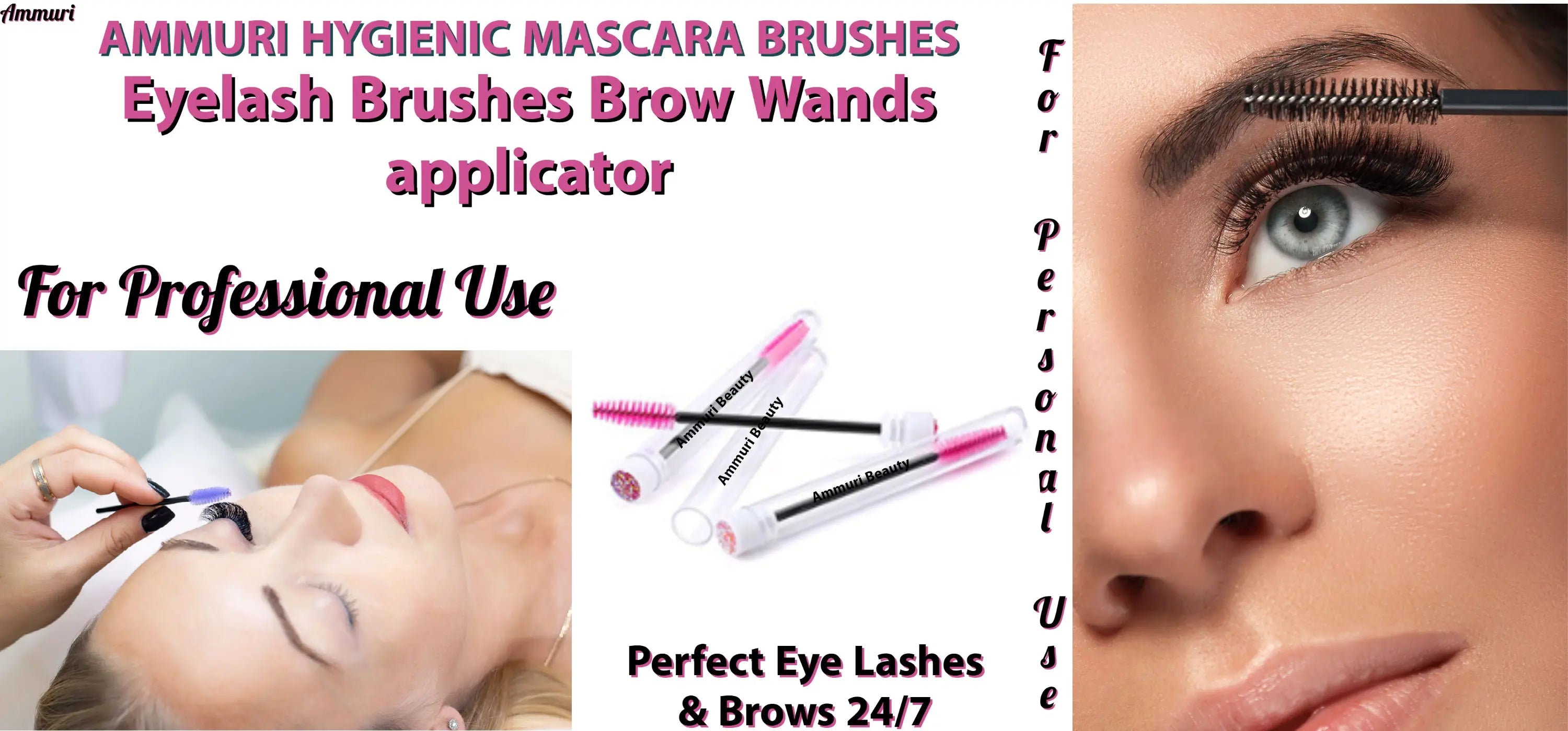 Hygienic Mascara Brushes Eyelash Brush & Brow Wand Applicator Ammuri Skincare
