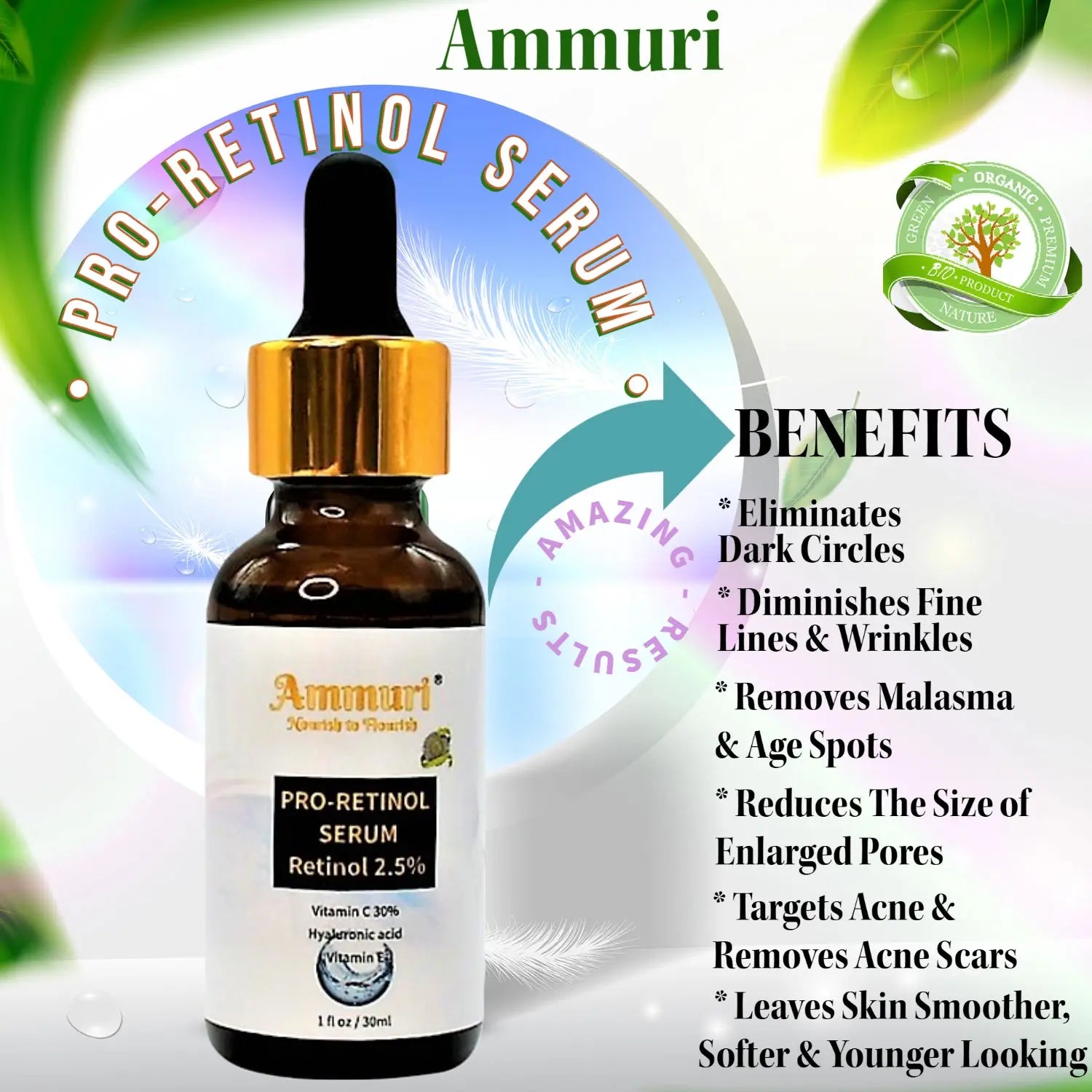 Retinol Serum Anti Age Vitamin C  Hyaluronic Acid Serum Retinol Serum Cream Anti Wrinkle Ammuri Skincare